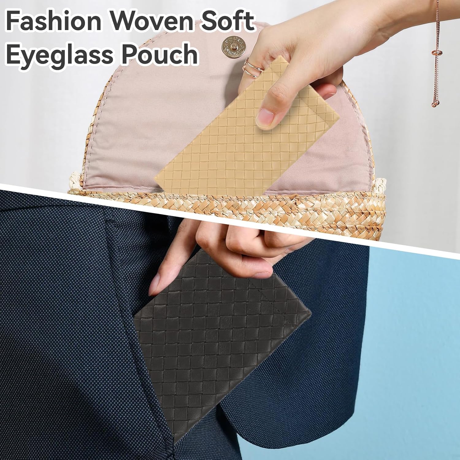 2 PCS Pu Sunglass Organizer Pouch - Soft Squeeze Top Glasses Case Multipurpose Travel Eyeglass Case Bag - Image 4