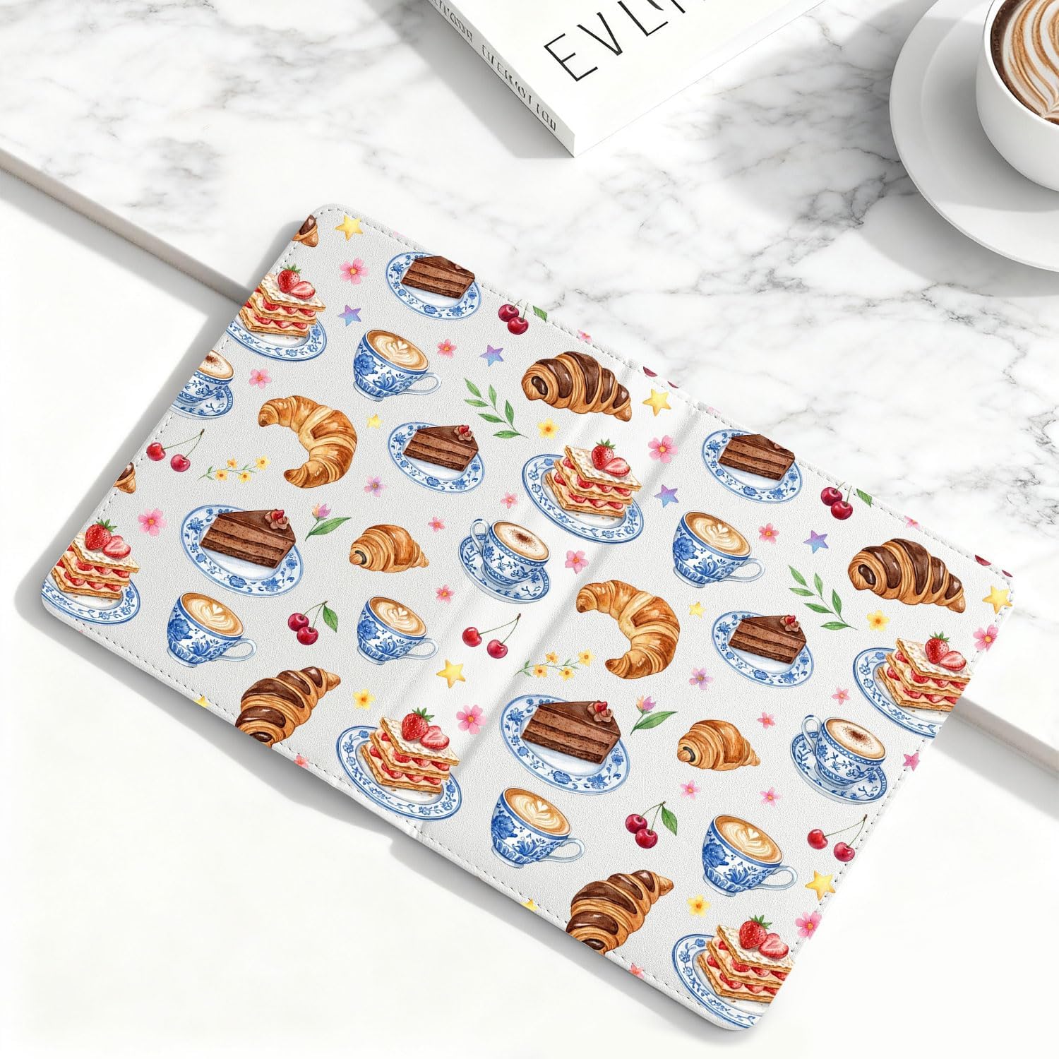 for Kindle Paperwhite 12th Generation Case 7 Inch 2024 Release Chinoiserie Desserts Cute Design Folio Cover with Stand & Hand Strap PU Leather Protective Case Auto Sleep/Wake for KPW6