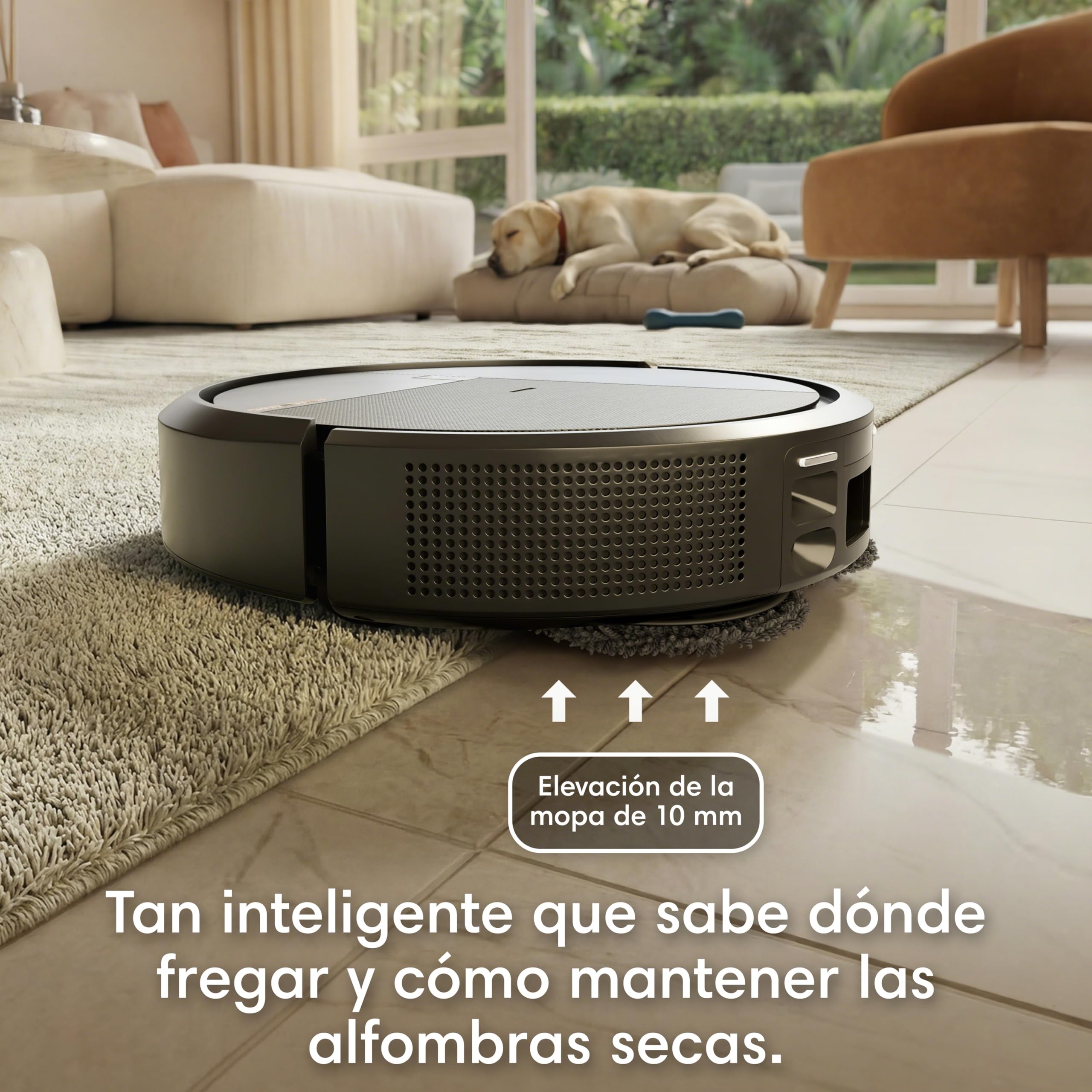 iRobot Roomba Plus 576 Combo y Base AutoWash multifunción, 25KPa, Mopas DualClean PerfectEdge, Lavado/Secado Calor, IA, PrecisionVision, Clearview Pro LiDAR, 90 días autonomía,Accesorios Extra, Negro