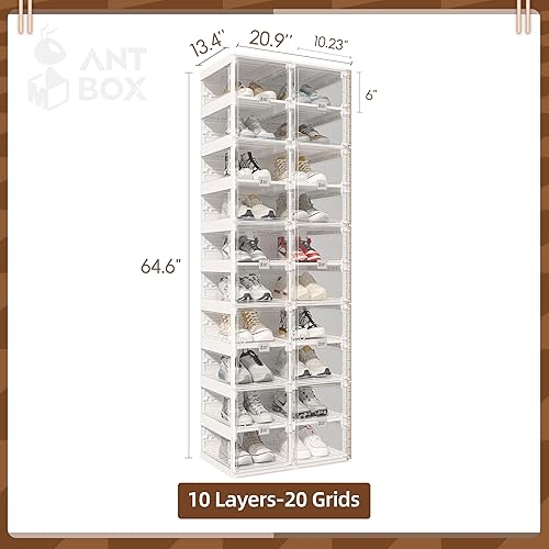 Miniatura 3 de ANTBOX Zapatero plegable, organizador de zapatos para armario, caja de almacenamiento de zapatos de plástico que ahorra espacio para la entrada