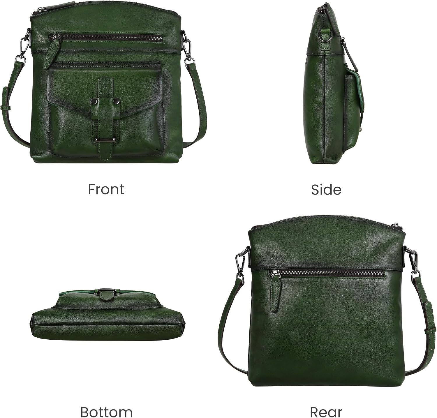 HESHE Leather Crossbody Bags for Women Satchel Purses Shoulder Purses and Handbags Cross Body Bag with Multi Pockets