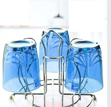 Crystal Stainless Steel Glass Stand, Multicolor