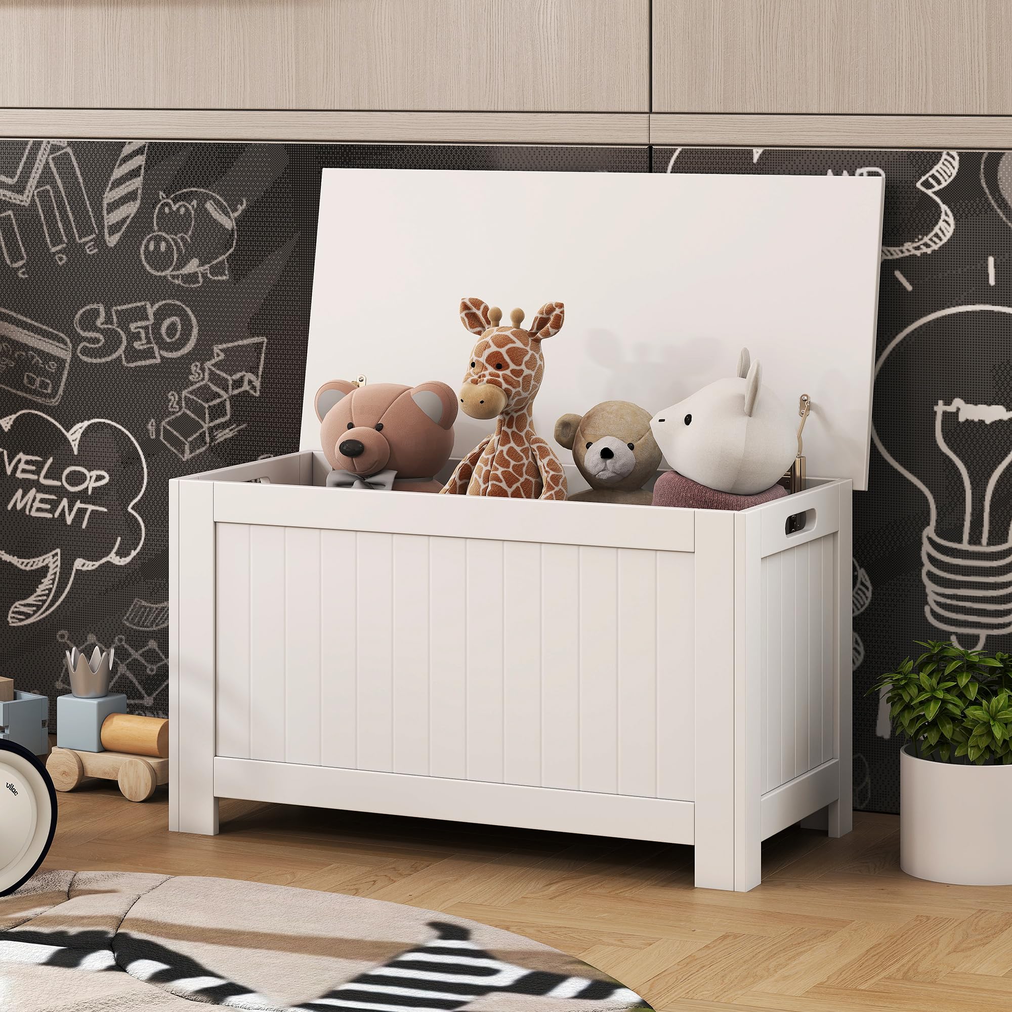 HOMCOM Baúl de Almacenaje para Dormitorio Banco de Almacenaje con Tapa Baúl de Almacenaje Versátil con Bisagra de Seguridad para Pasillo Salón 81x40x46 cm Blanco