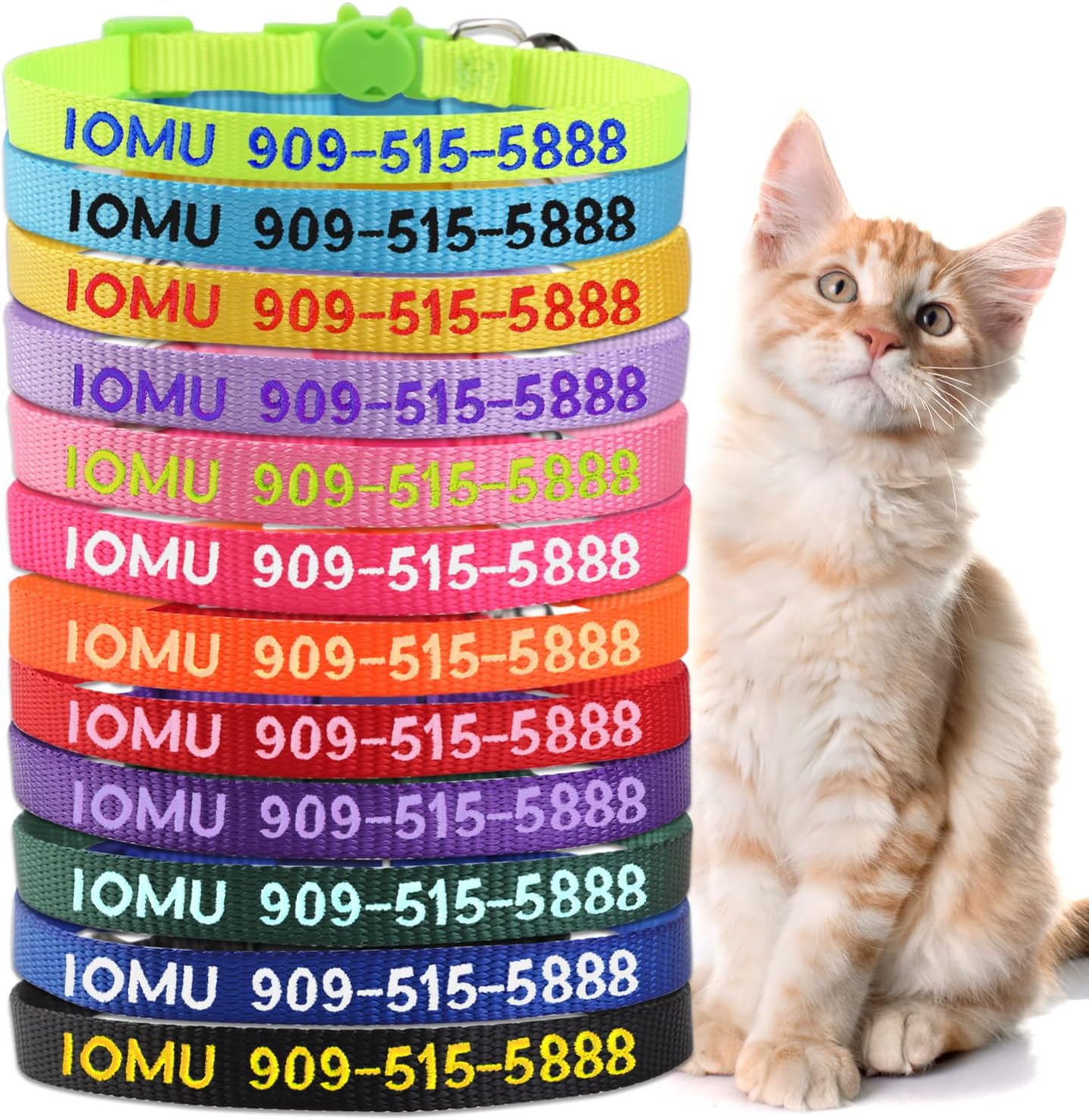 Pet Supplies Embroidery Personalized Cat Collar with Bell,Custom Cat