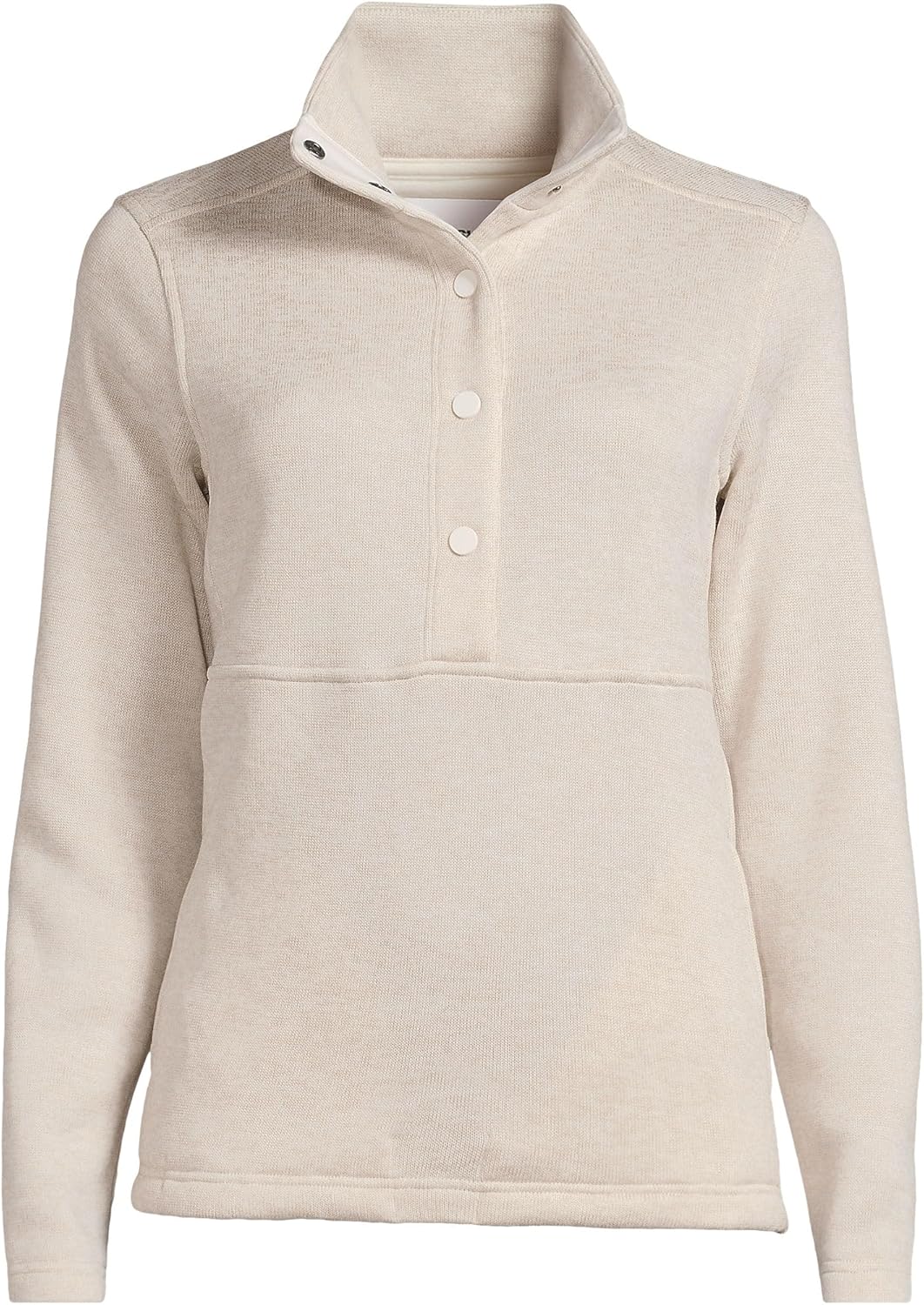 Lands' End Women's Sweater Fleece Snap Neck Pullover Jacket