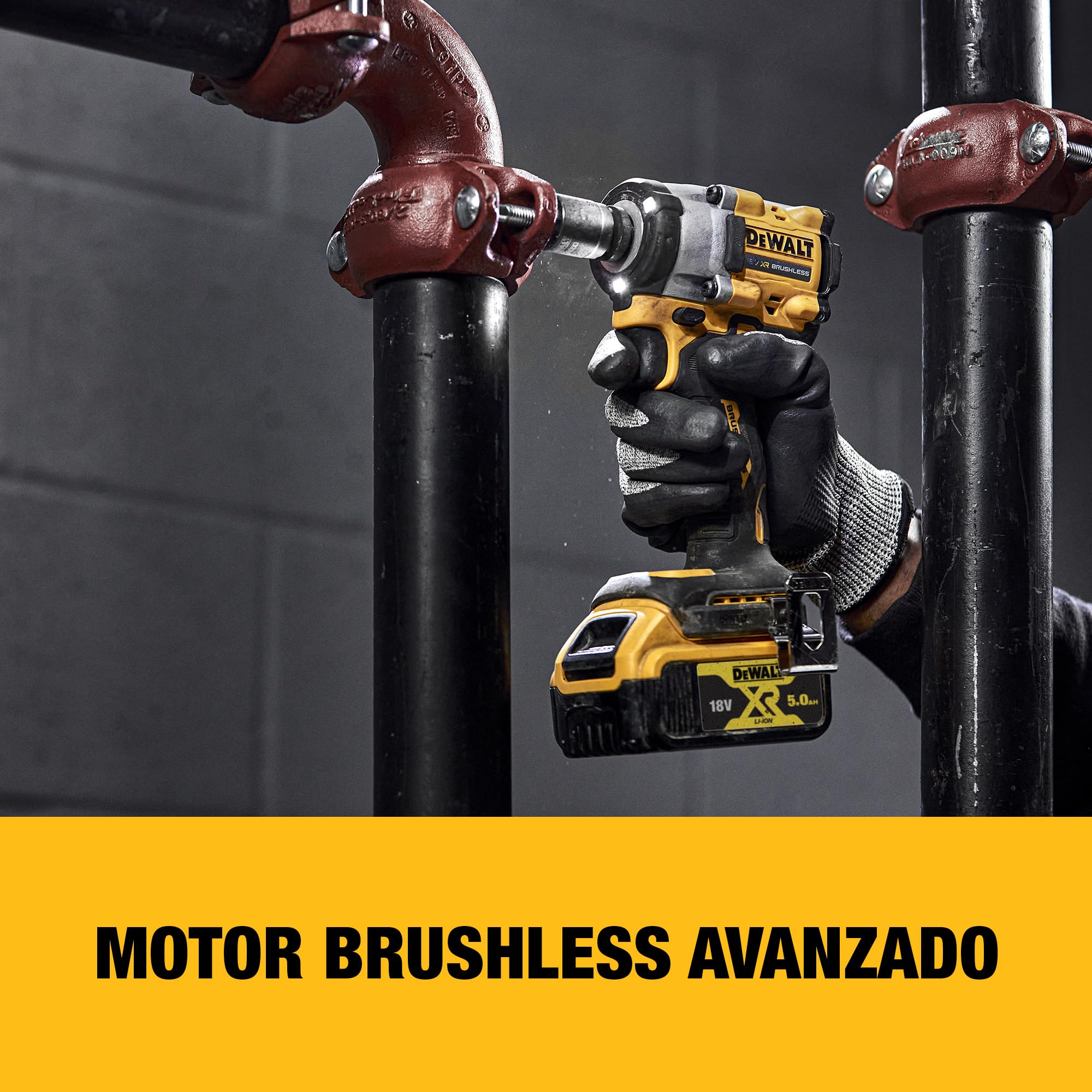 DEWALT Llave de impacto compacta 18V XR Brushless 1/2" con yunque de pasador de retención, solo herramienta, DCF922N-XJ