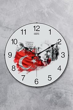 EMORES Atat rk Wall Clock Flowing Seconds Quiet Mechanism 36 cm
