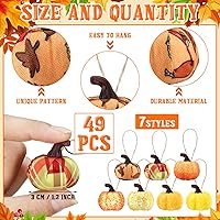 Vista 2 de Leinuosen 49 adornos colgantes de calabaza de otoño para árbol, adornos de Acción de Gracias, tela de otoño, calabaza para cosecha de granja, Acción