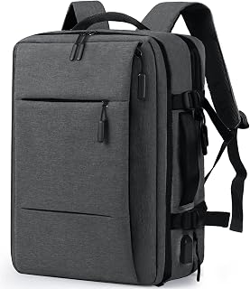 Travel Backpack 15.6 inch Flight Approved Carry On Luggage Backpack Expandable Laptop Backpack for Men Women Business Overnight Weekender College Backpack with USB Charging Port, Dark Grey