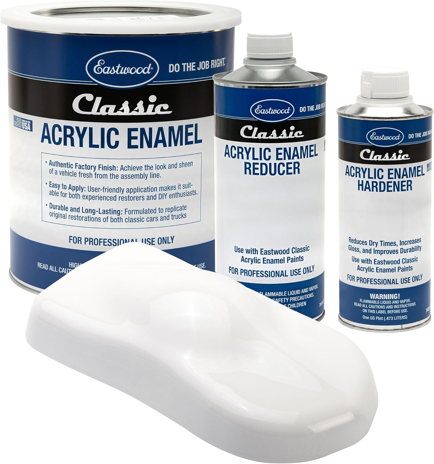 Eastwood Classic Acrylic Enamel Gloss White Automotive Spray Paint Gallon Reducer Hardener Kit