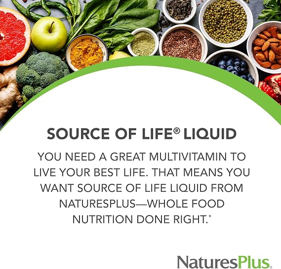 NaturesPlus Source of Life Liquid, Tropical Fruit - 30 fl oz - Multivitamin & Mineral Supplement - Gluten Free, Vegetarian - 30 Servings