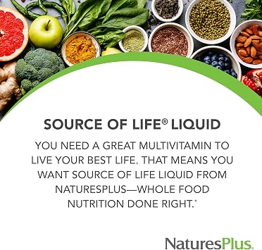 NaturesPlus Source of Life Liquid, Tropical Fruit - 30 fl oz - Multivitamin & Mineral Supplement - Gluten Free, Vegetarian - 30 Servings