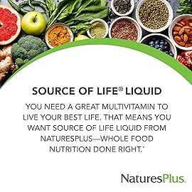 Natures Plus Source of Life Liquid, Tropical Fruit - 8 fl oz - Multivitamin & Mineral Supplement - Gluten Free, Vegetarian - 8 Servings
