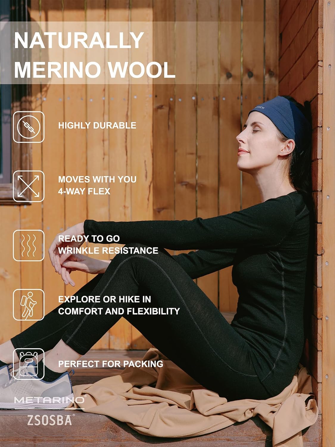 METARINO 100% Merino Wool Base Layer Women Pants -Midweight Thermal Underwear Bottoms for Skiing,Hiking,Cycling,Sports - Image 3