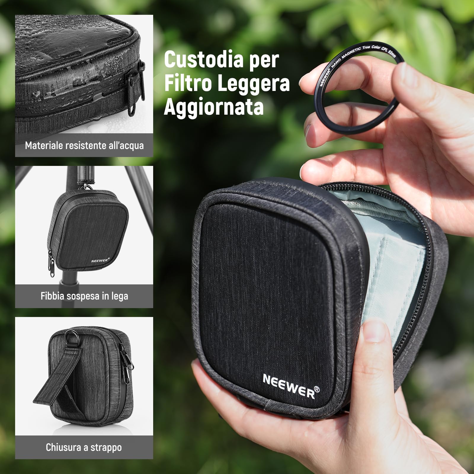 NEEWER 52mm Kit Filtro Magnetico con Anello Adattatore/Stella a 4 Punte/True Color CPL/Black Diffusion 1/4 Compatibile con SmallRig NEEWER Gabbia per Telefono con Attacco M per iPhone 14 13 12 serie
