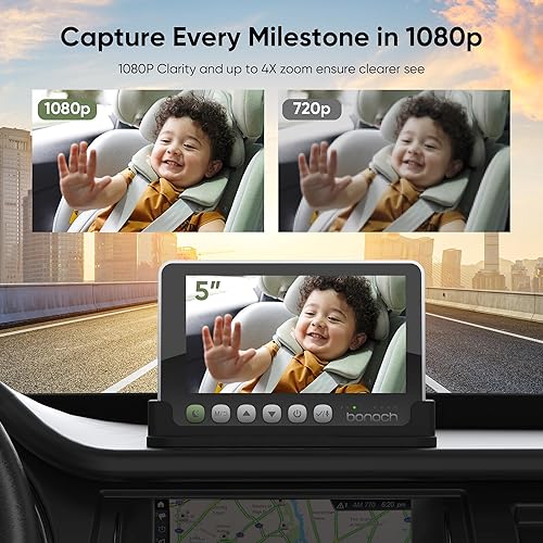 Miniatura 5 de bonoch Monitor de bebé de doble uso 2 en 1 para el hogar, monitor inalámbrico HD 1080P HD de 5 pulgadas, 2 cámaras alimentadas por USB para bebé,