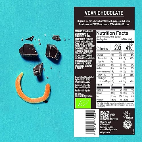 Miniatura 6 de VGAN Barras de chocolate veganas, aperitivos sin gluten, a base de plantas, sin soja y lácteos, ingredientes orgánicos, sin crueldad, kosher y sin