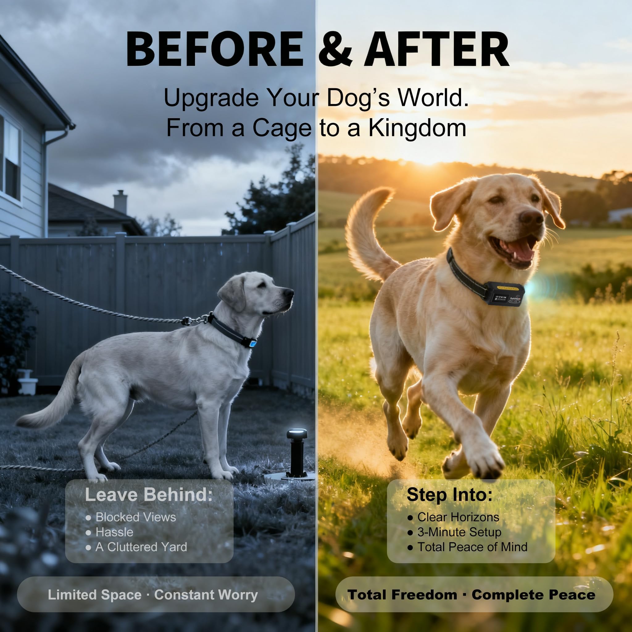 GPS Wireless Dog Fence System – Invisible Electric Anti Escape Collar, No Subscription, Circular 65-9,840 ft & Irregular Fence. 3 Modes, Waterproof, Stops Digging & Jumping, for Medium & Large Dogs — view 7