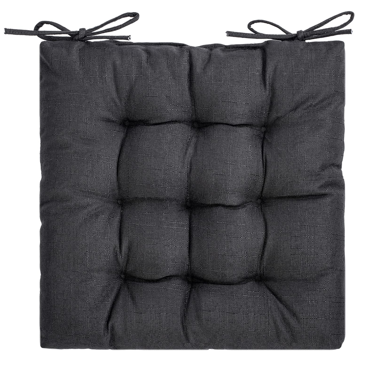SQUARE MOON 4 Pack Chair Cushions, Seat Cushions, Chair Pads, Chair Mat for Indoor, Outdoor Dining Chairs, Kitchen Chairs, Dining Room Chairs (16" Ã— 16" Ã— 4 Pack, Black)