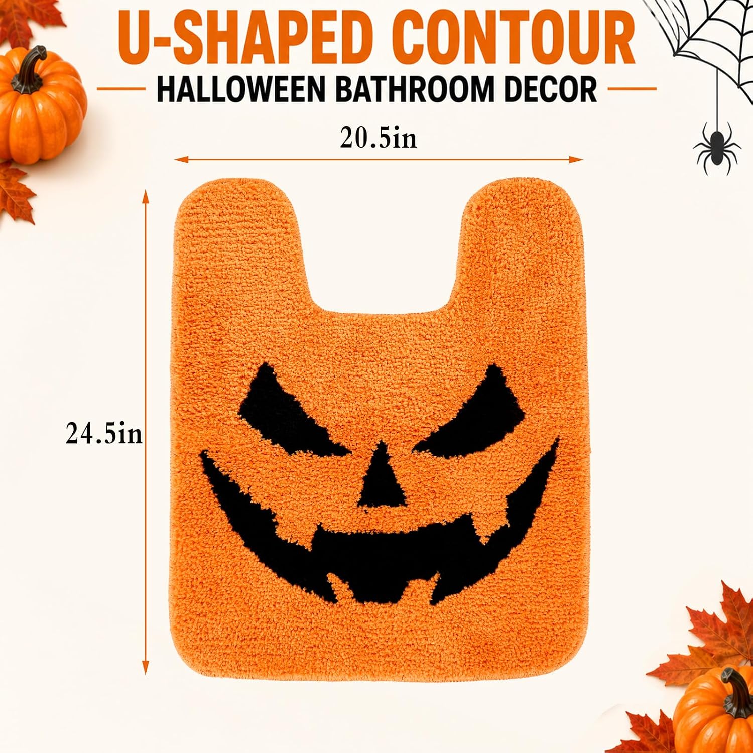 FYSUIMU Halloween Pumpkin Bathroom Rug, Fun U-Shaped Toilet Rug
