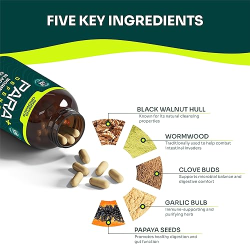 Miniatura 3 de Para Defense - Limpieza y desintoxicación digestiva  Ajenjo 250 mg, nogal negro 250 mg, clavo de 100 mg, semillas de papaya, ajo  Suplemento natural