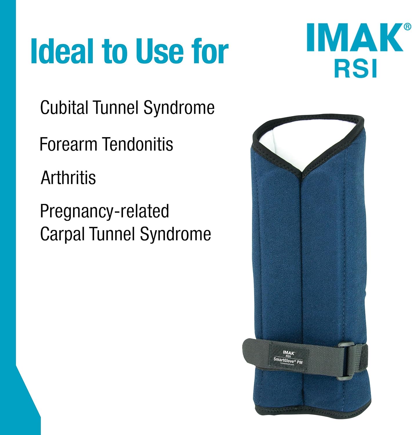 Brownmed IMAK RSI SmartGlove PM - Wrist Brace for Carpal Tunnel & Tendonitis - Nighttime Splint Glove for Men & Women