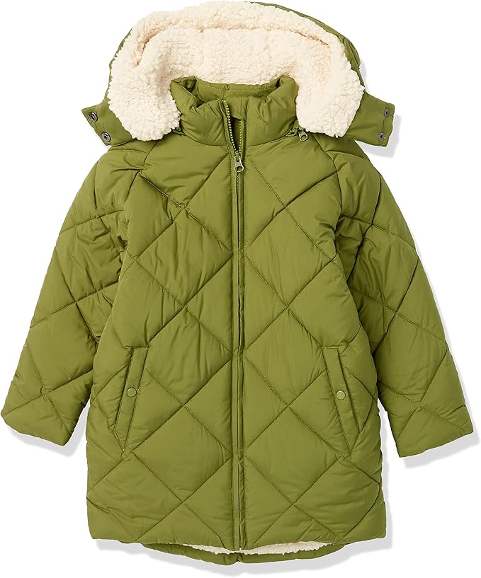 Girls' Long Quilted Cocoon Puffer Coat