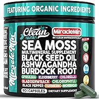 Vista 1 de Clean Nutra Organic Sea Moss Capsules with Ashwagandha, Black Seed Oil, Burdock Root, Bladderwrack, Moringa, Chlorella, Spirulina, Turmeric