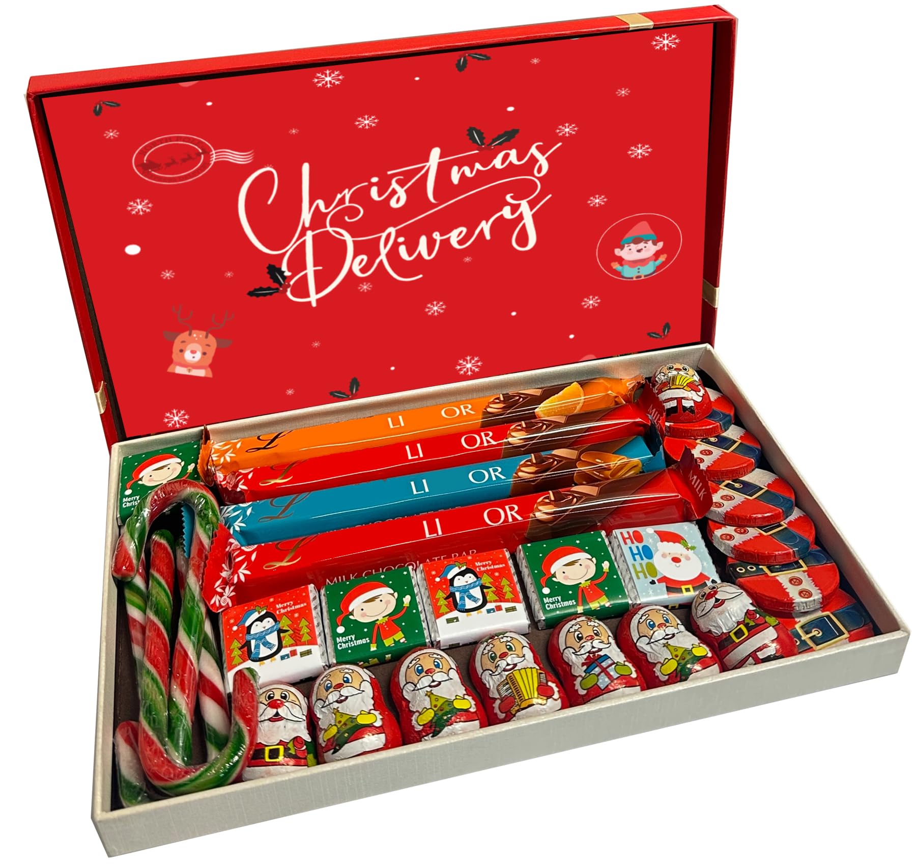Christmas Chocolate Gift Hamper Xmas Gifts - Christmas Santa Belt Chocolates Selection in Beautiful Box | Perfect Chocolate with Greeting Card