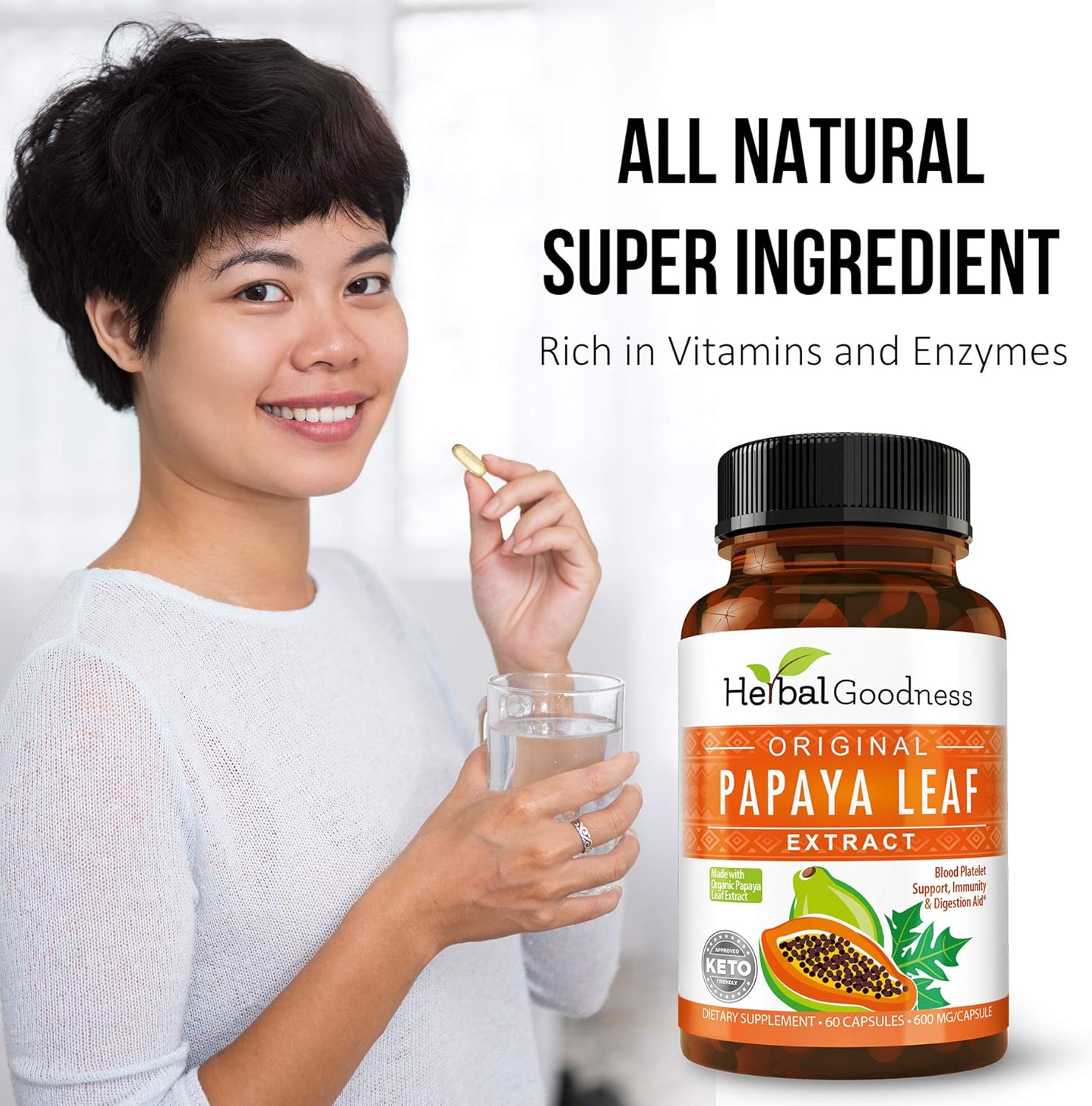 Papaya Leaf Extract Capsule and Papaya Leaf Tea Bundle - Completely Support Immune Health and Digestive Wellness