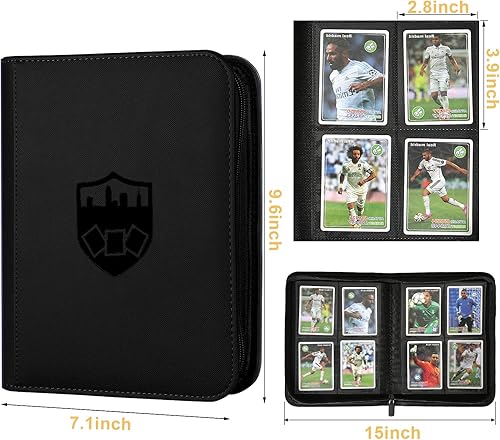 Miniatura 3 de GERMUN Carpeta de tarjetas coleccionables de 4 bolsillos, carpeta de tarjetas con cubierta de poliuretano para 160 tarjetas, carpetas premium para