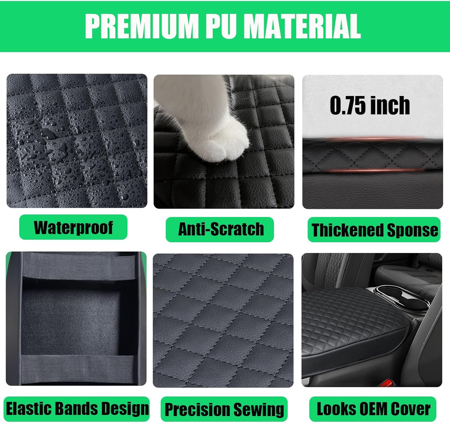 Center Console Cover for Nissan Titan 2016-2024 Bucket Seat | 1:1 Custom Fit Armrest Protector | PU Leather with Cushioning | Scratch-Resistant Middle Console Cover (Bucket Console Only)