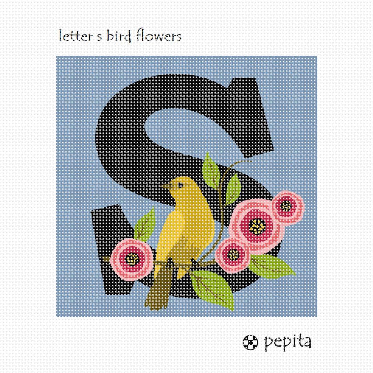 Pepita Needlepoint kit: Letter S Bird Flowers, 7