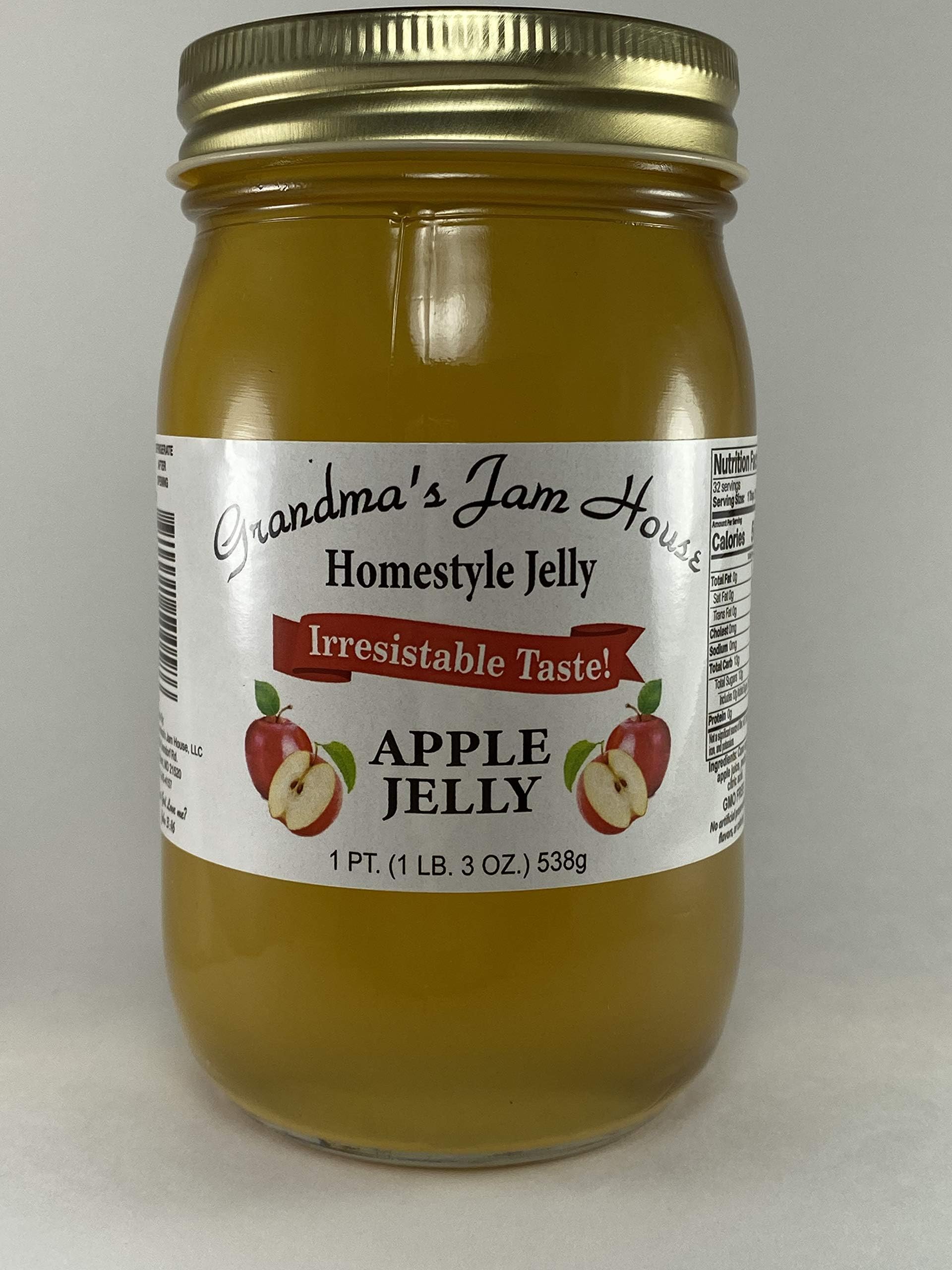 Grandma’s Jam House, Homestyle Apple Jelly , 1 pint (1 jar)