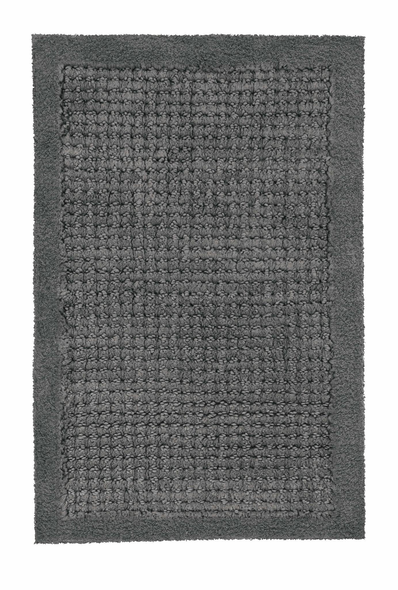 Kleine Wolke Badteppich NET Schiefer 60 x 90 cm | OEKO-TEX zertifiziert, rutschhemmende Unterseite, für Fußbodenheizung, maschinenwaschbar, 100% Baumwolle