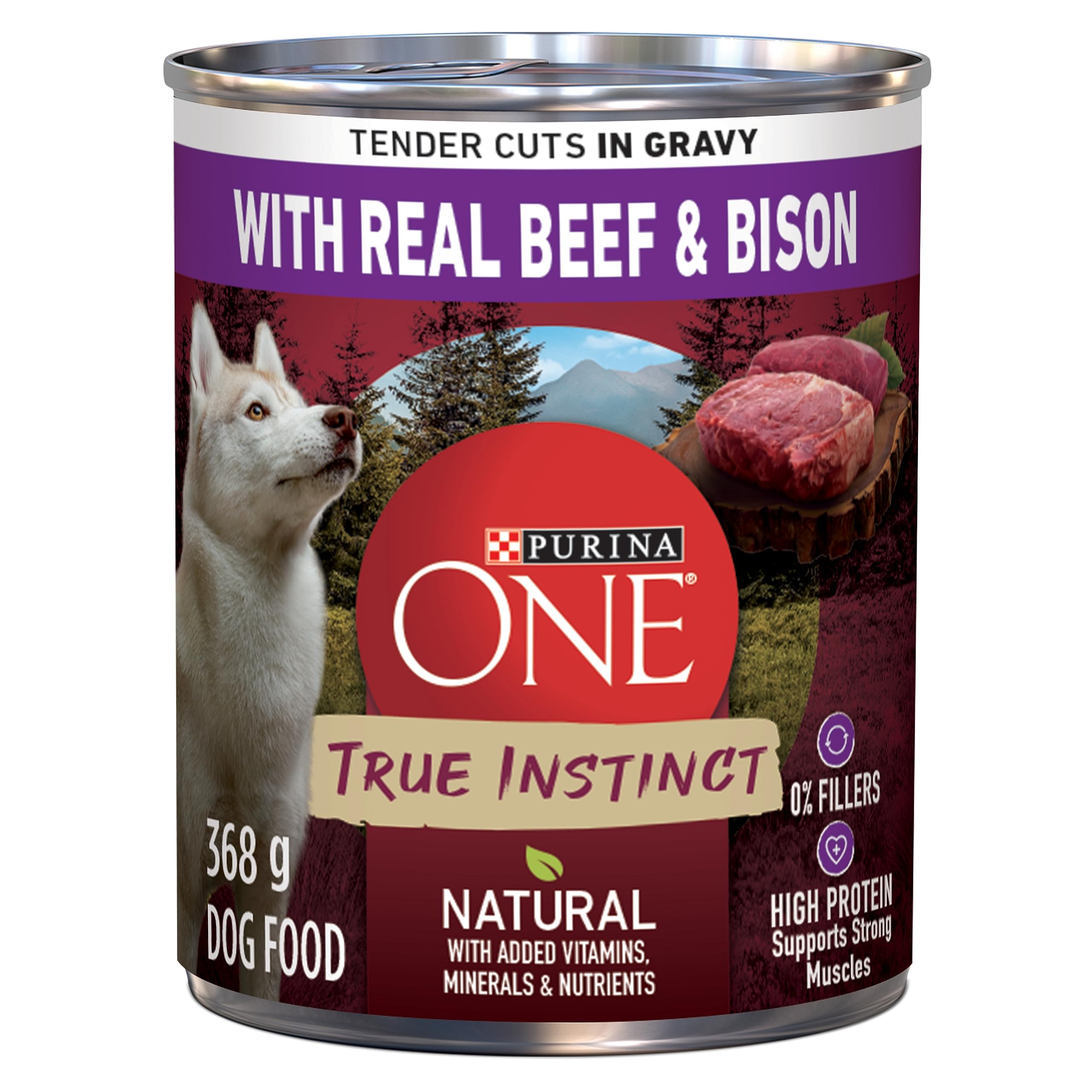 Purina ONE Tender Cuts True Instinct Wet Dog Food, in Gravy with Beef & Bison - 368 g Can (12 Pack) image 6