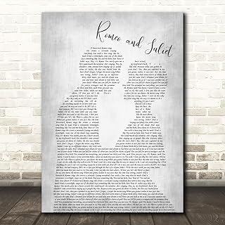 Romeo and Juliet Man Lady Bride Groom Wedding Grey Song Lyric Quote Wall Art Poster Gift Present Print