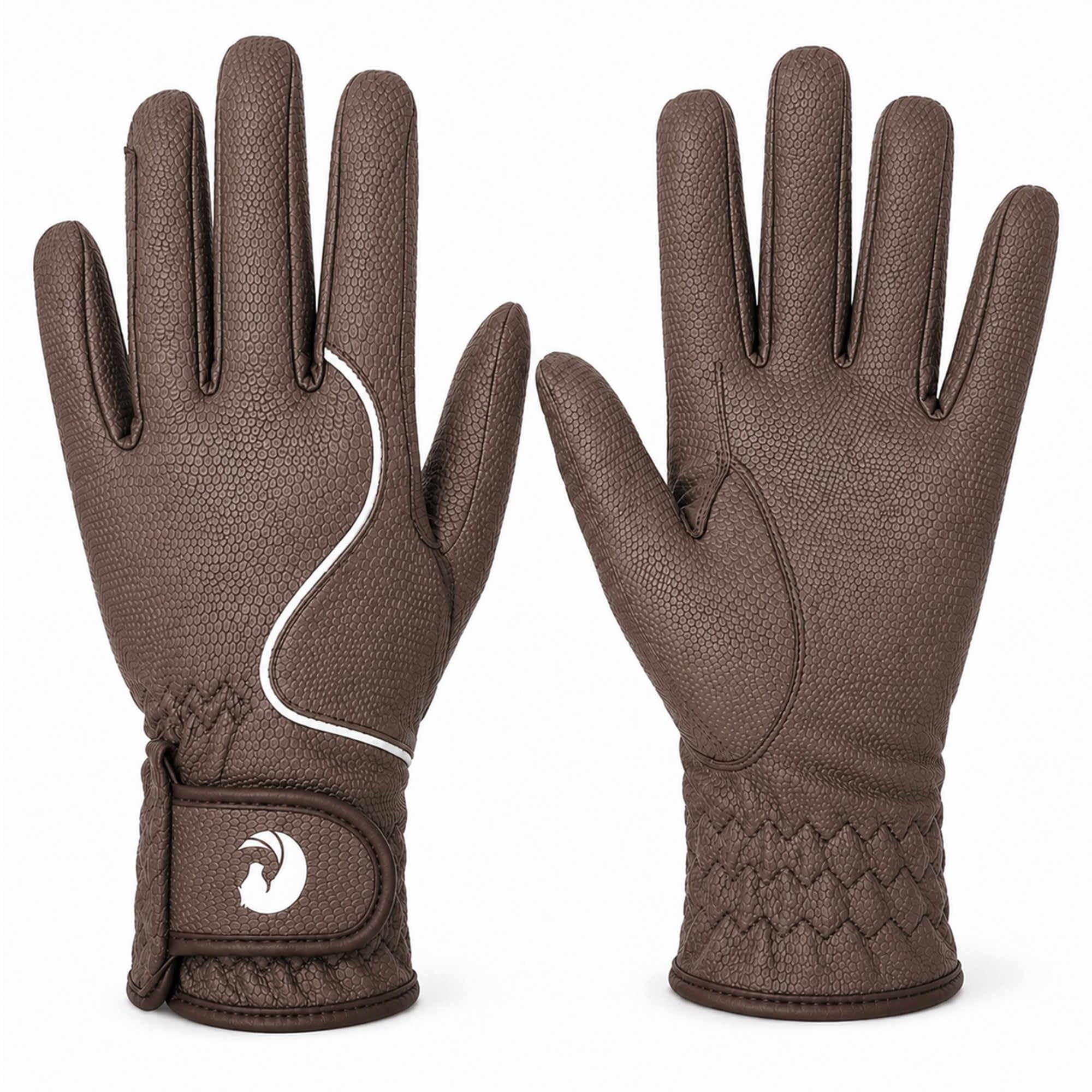 Oypla Coco Equestrian Brown (L) Ladies Breathable Synthetic Leather Horse Riding Gloves โ image 1
