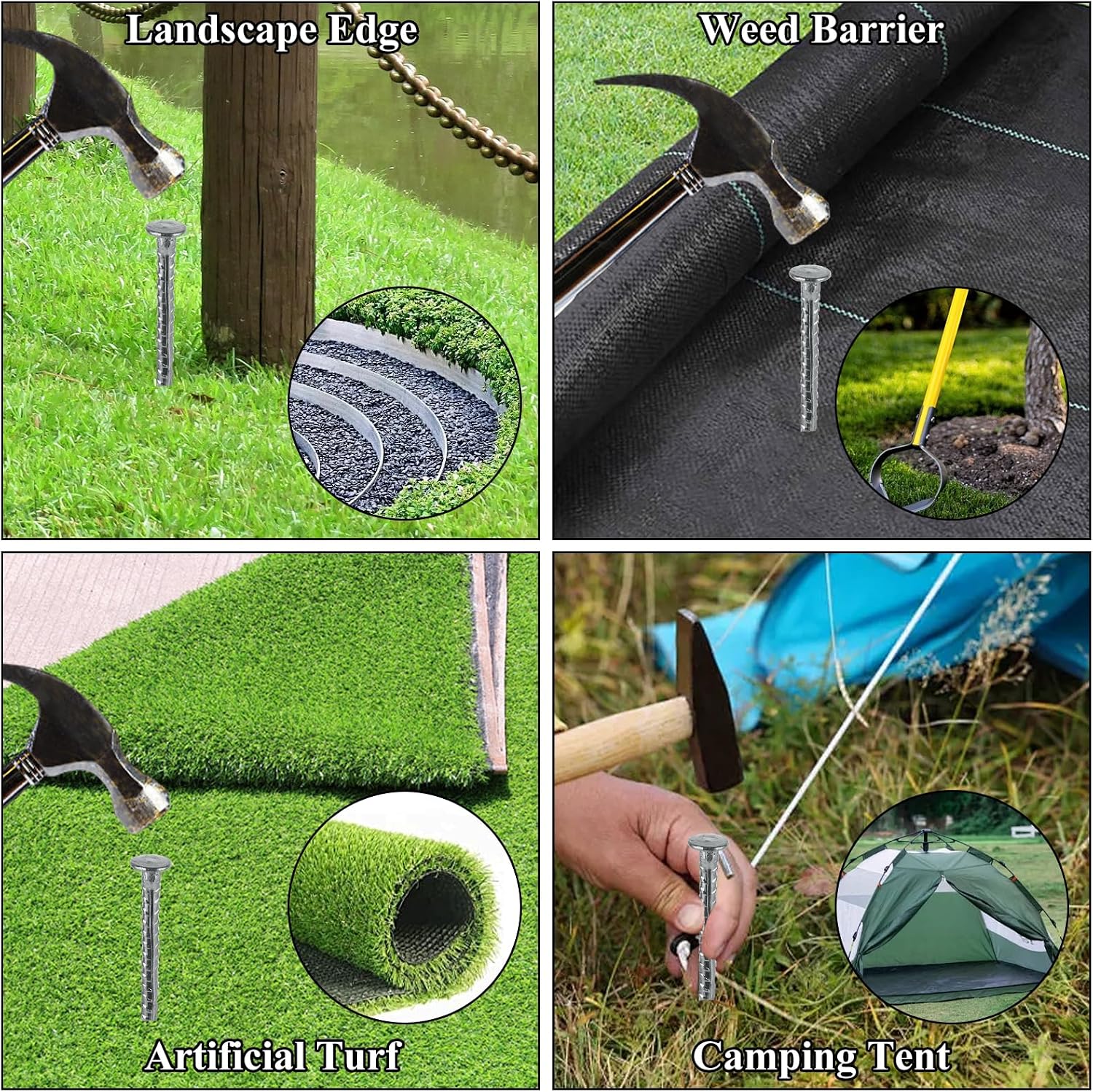 16PCS Landscape Stakes 15.8 inch Metal Stakes for Ground Heavy Duty Galvanized Landscape Stakes Metal Landscape Edging Spikes for Paver Edging, Artificial Turf, Weed Barrier, Tent, Carpentry