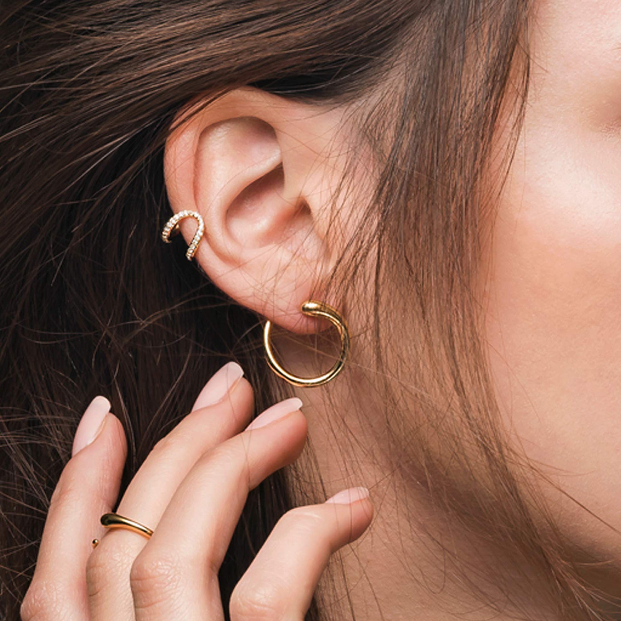 cai Damen Ear Cuff 925/- Sterling Silber 0,9cm Glänzend Topas gelb 0,124ct. 132210480