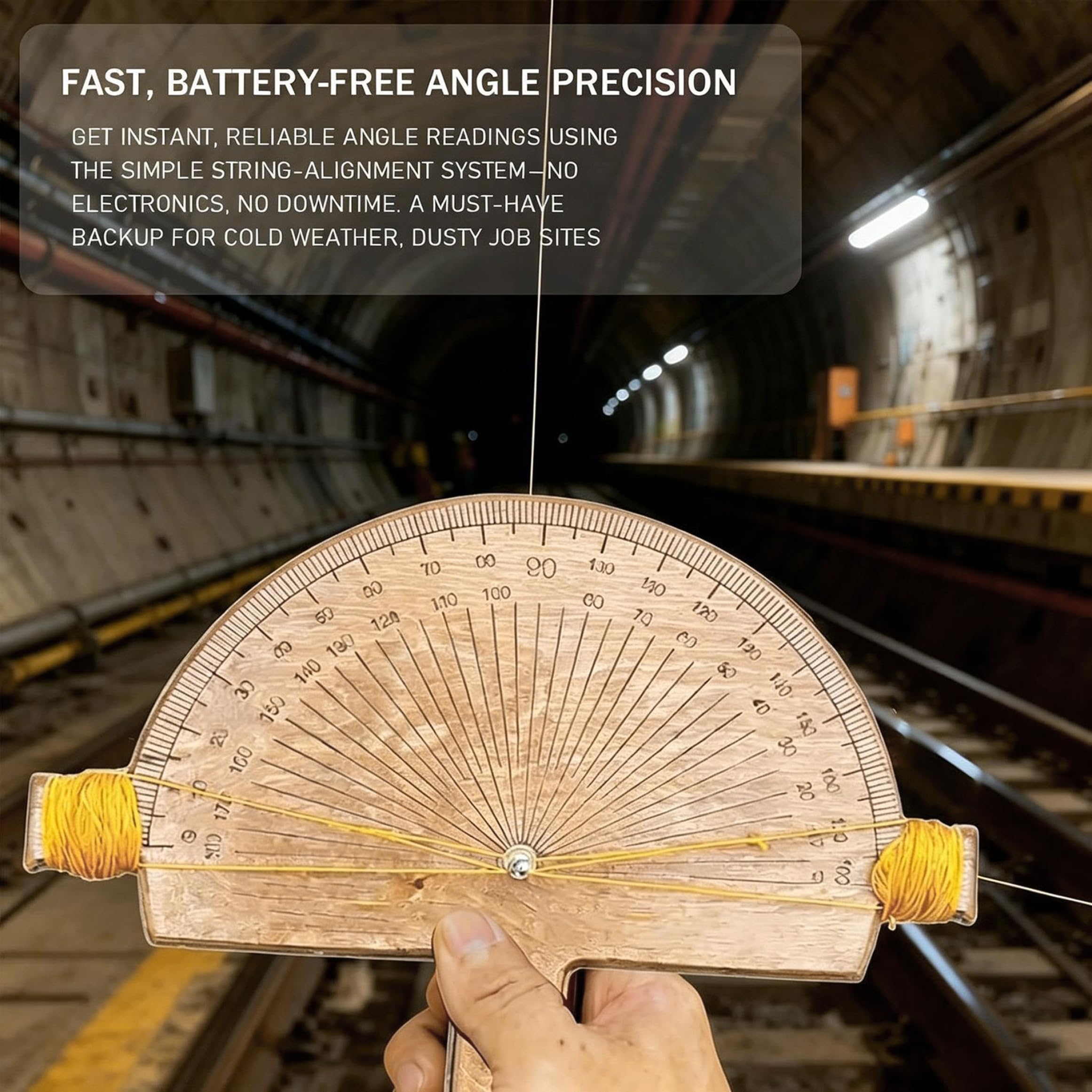 Détecteur d'angle de précision, jauge d'angle en bois 2 pièces pour ligne de ficelle, outil mesure artisanal et décor collection