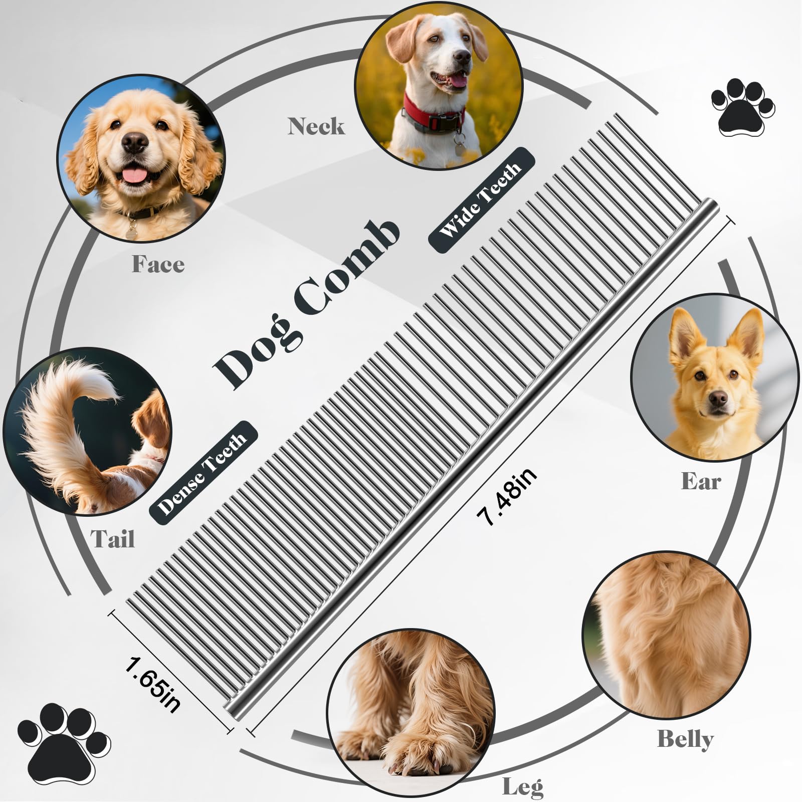 2PCS Slicker Brush for Dogs & Pet Comb,Professional Dog Grooming Brush (Goldendoodles,Poodles,Labradoodles) with Extra Long Pins to Effectively Remove Tangles, Knots and Mats (Blue, Large) - image 4