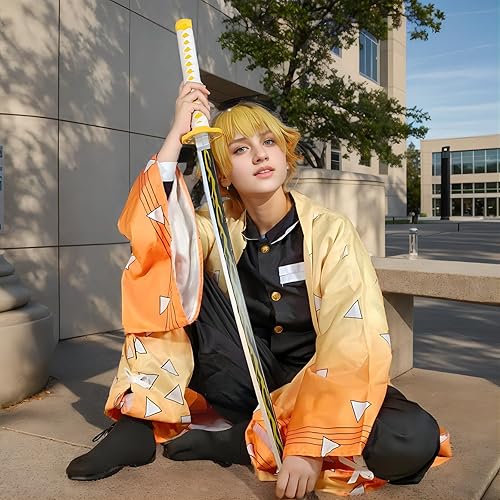 Miniatura 2 de Espada de anime Demon Slayer de 41 pulgadas, con cinturón, espada Zenitsu, espada Tanjirou y espada Rengoku, varios estilos disponibles