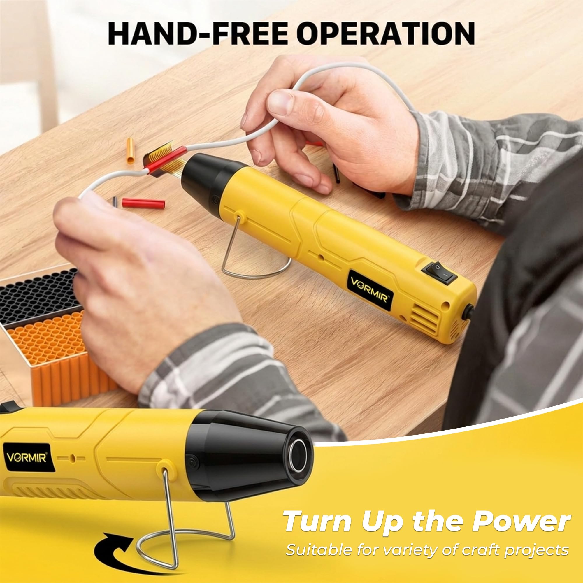 IBELL VORMIR VR HG20-45 Mini Heat Gun 450W | 250–300°C Compact Hot Air Tool for DIY, Craft, Shrink Tubing & Repair Work | Class II Protection | 220-240V Heat Gun - 12 months Warranty 3