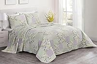 Vista 12 de Chezmoi Collection Daisy - Juego de edredón de 3 piezas con estampado de retazos – Colcha reversible ligera de microfibra prelavada, tamaño Queen