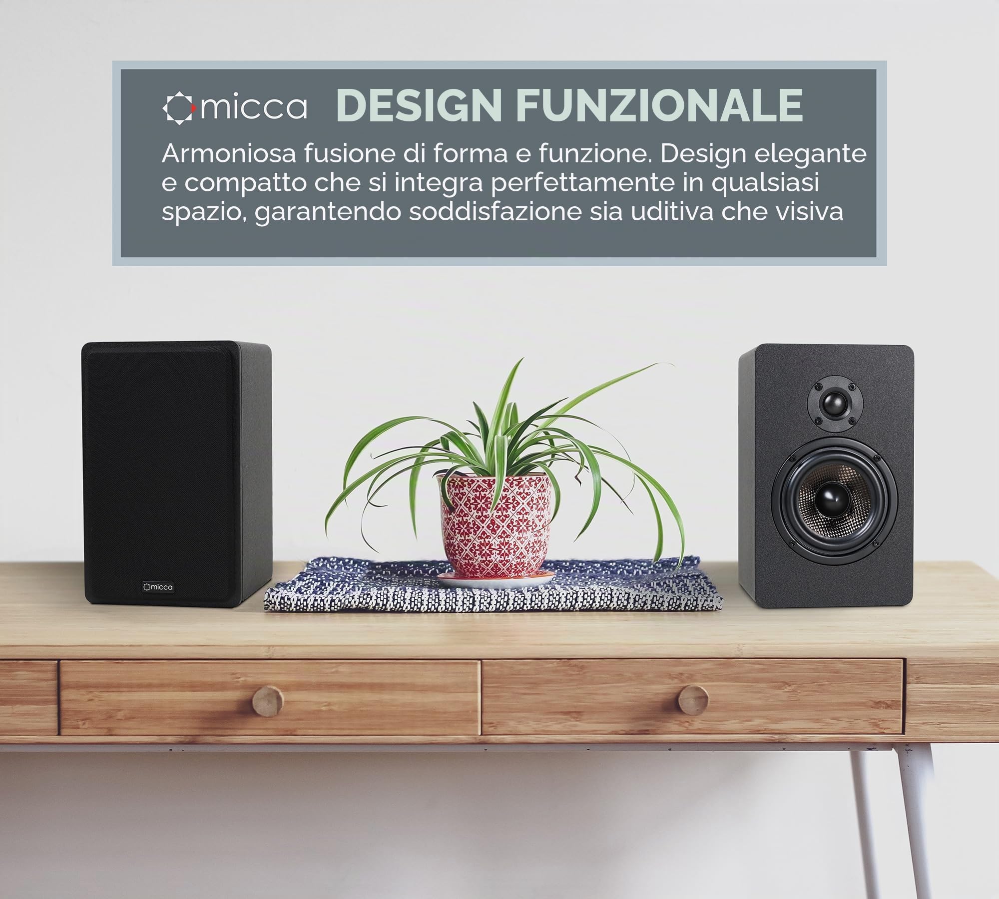 Micca MB42X G2 - Altoparlanti passivi da scaffale per home theater, suono surround, stereo e monitor passivo vicino al campo, 2 vie (nero, coppia)