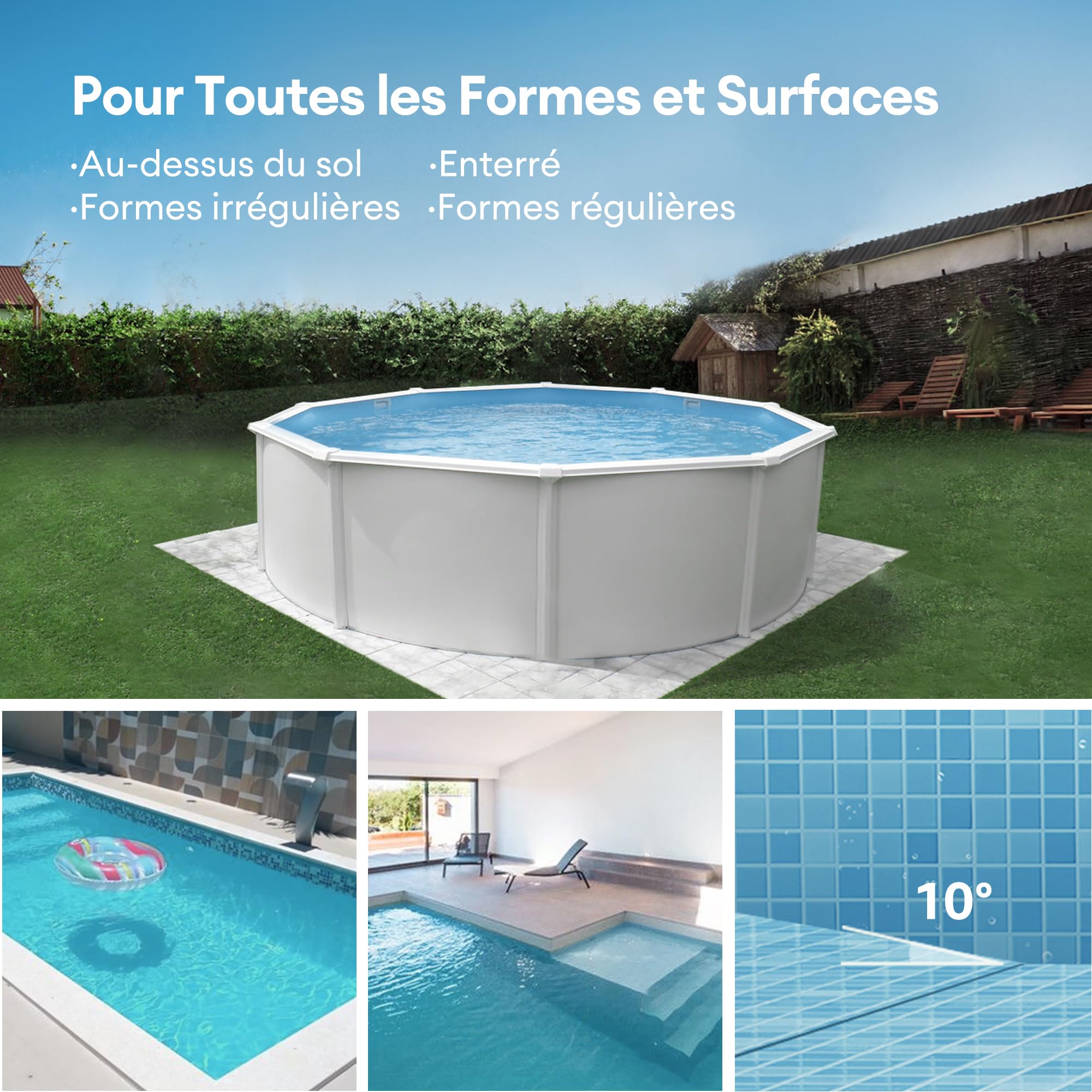 Ultenic Robot Piscine sans Fil, Conception de Récupération sans Crochet, Aspirateur Piscine Automatique Auto Stationnement, Moteurs Doubles, Convient à Une Large Gamme de Piscines