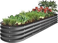 Vista 10 de Best Choice Products Cama de jardín elevada de metal para exteriores de 4 x 2 x 1 pies, maceta ovalada de raíces profundas para verduras, flores