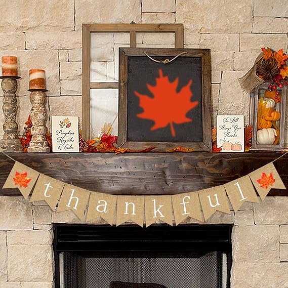 Thankful Burlap Banner | Thankful Burlap Wall Banner | Thanksgiving Banner | Rustic Thanksgiving Decoration | Fall Banner| Thanksgiving Decor