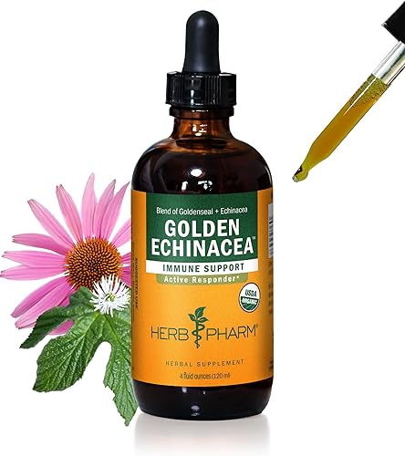 Herb Pharm Extracto líquido orgánico certificado de equinácea dorada para el apoyo del sistema inmunológico - 4 onzas